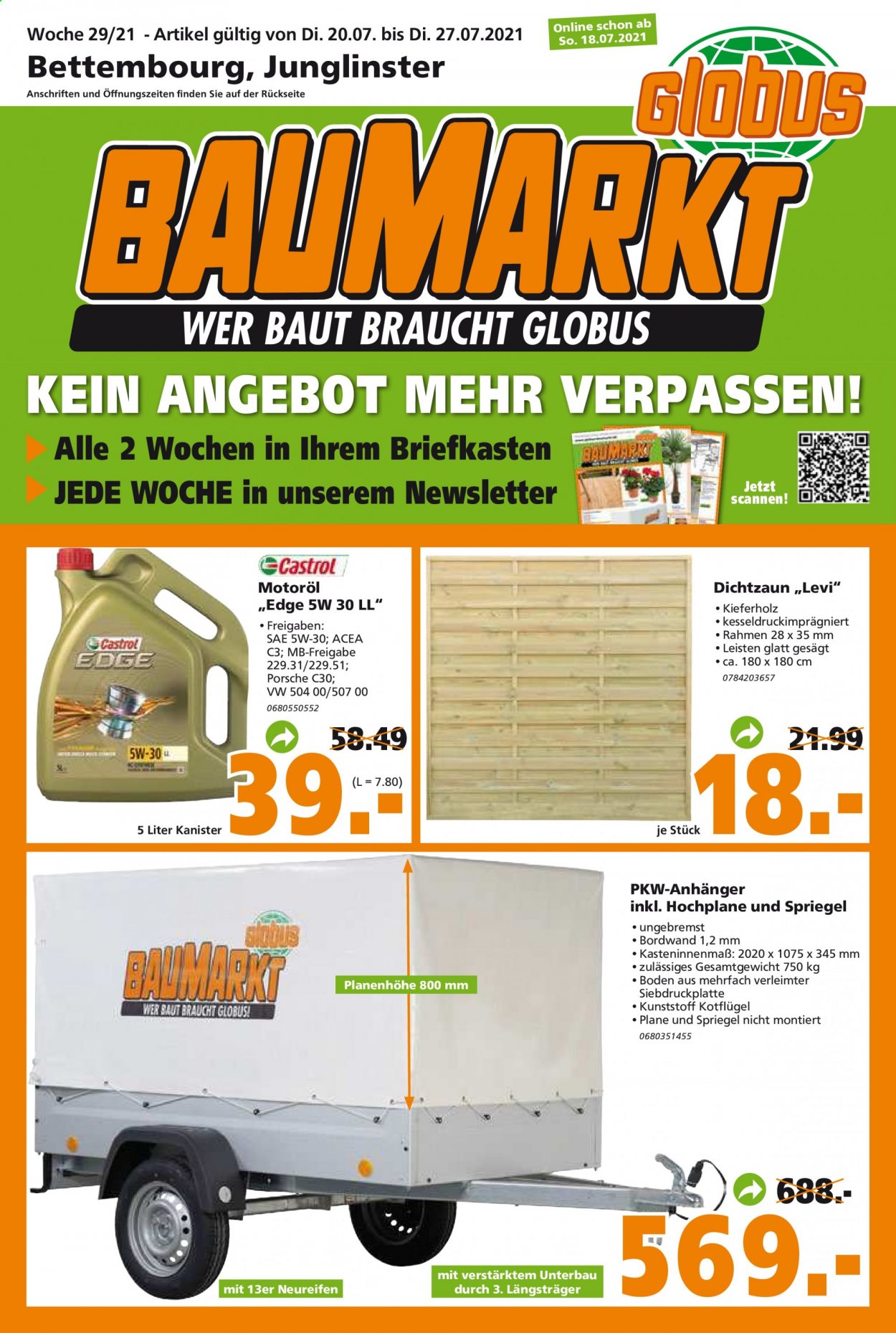 Globus Baumarkt Prospekte  - 20.07.2021 - 27.07.2021. Seite 1