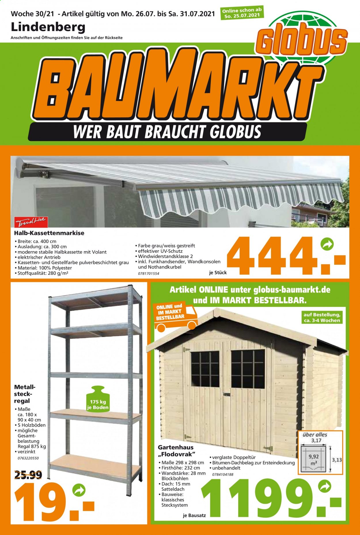 Globus Baumarkt Prospekte  - 26.07.2021 - 31.07.2021. Seite 1