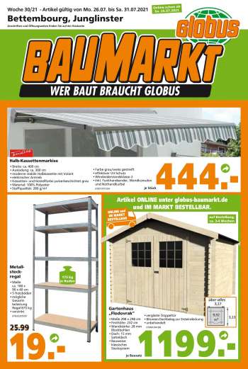 Prospekte Globus Baumarkt - 27.7.2021 - 31.7.2021.