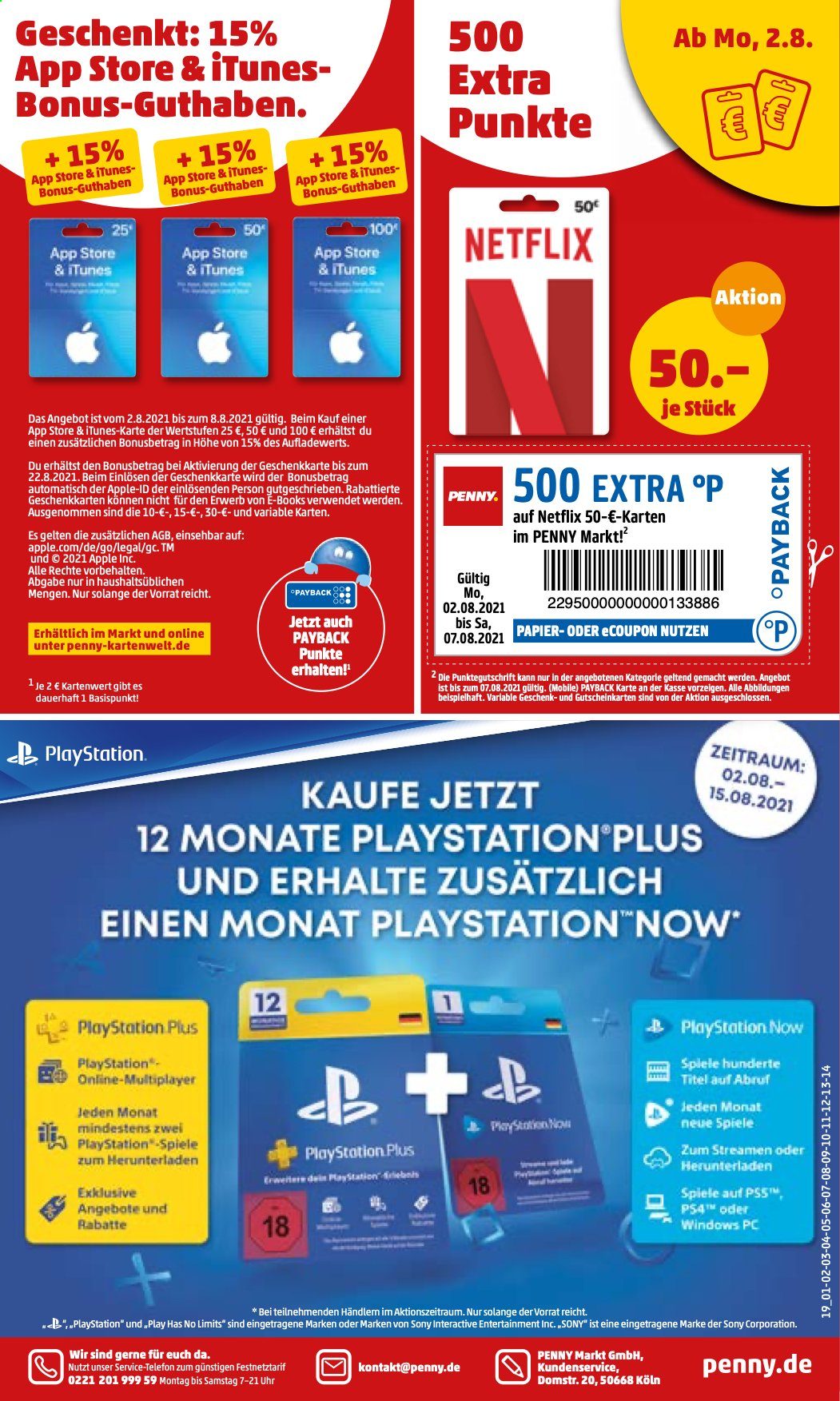 thumbnail - Prospekte Penny - 2.08.2021 - 7.08.2021 - Produkte in Aktion - Sony, PlayStation, PlayStation 4. Seite 19.