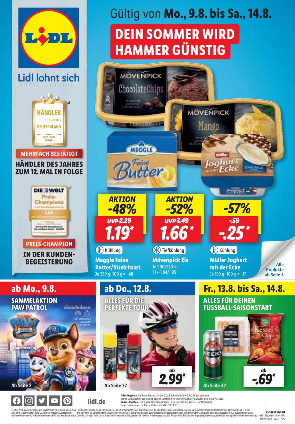 Lidl Prospekte  - 9.08.2021 - 14.08.2021. Seite 1