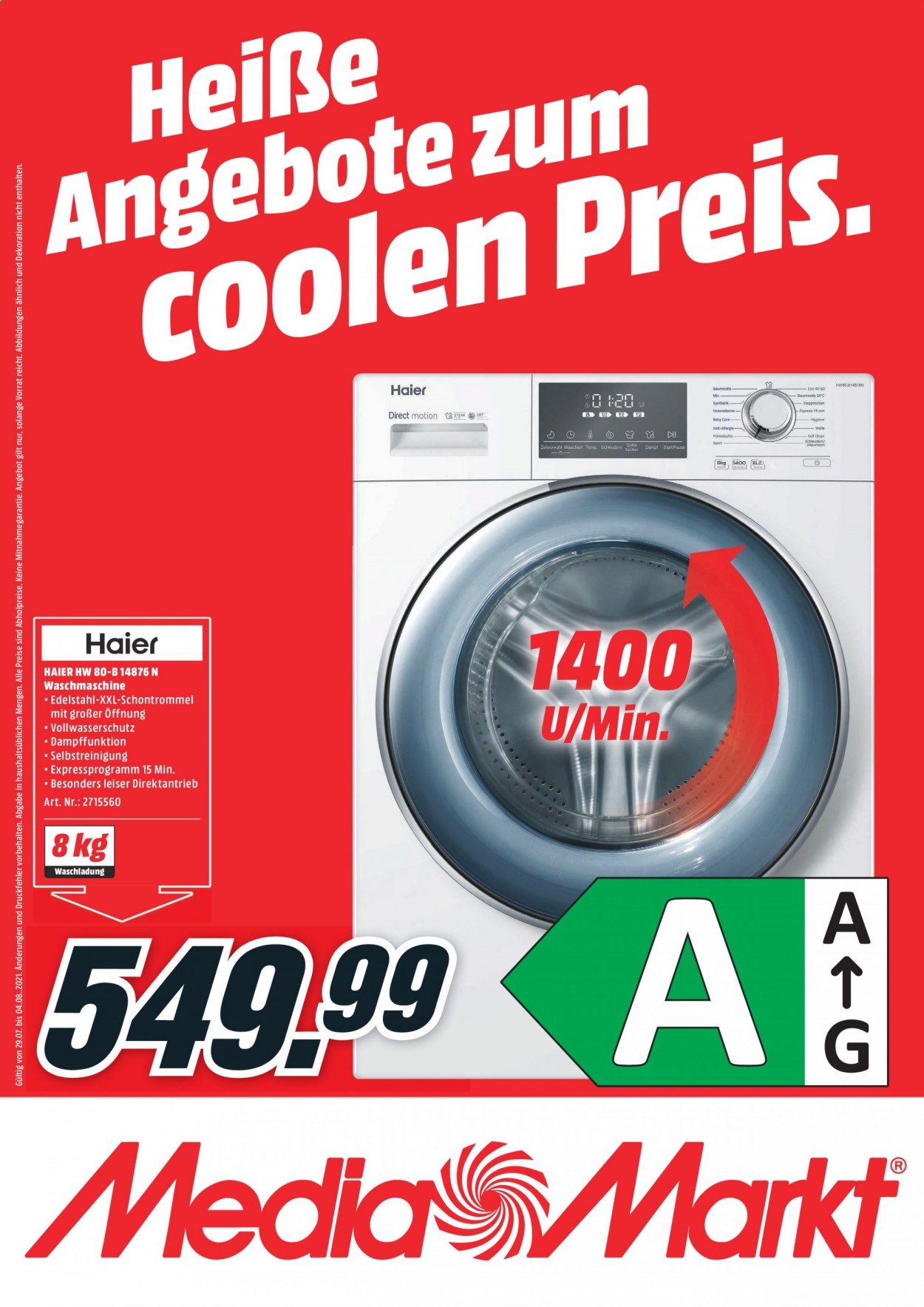 MediaMarkt Prospekte  - 29.07.2021 - 4.08.2021. Seite 1