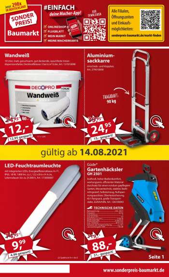 Prospekte Sonderpreis-Baumarkt - 14.8.2021 - 20.8.2021.