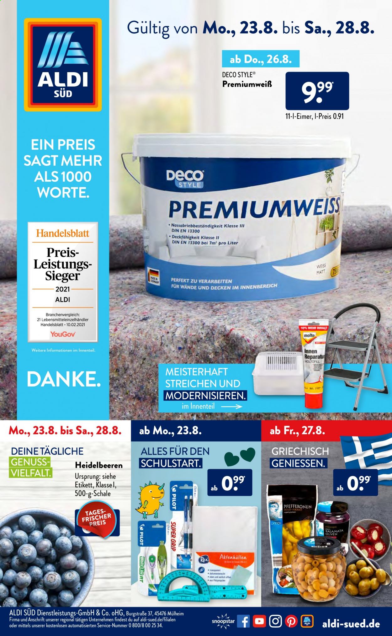 ALDI SÜD Prospekte  - 23.08.2021 - 28.08.2021. Seite 1