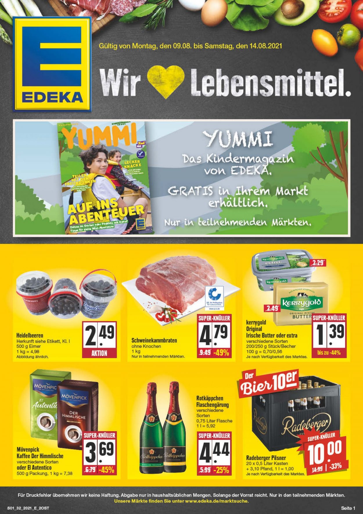 Edeka Prospekte  - 9.08.2021 - 14.08.2021. Seite 1