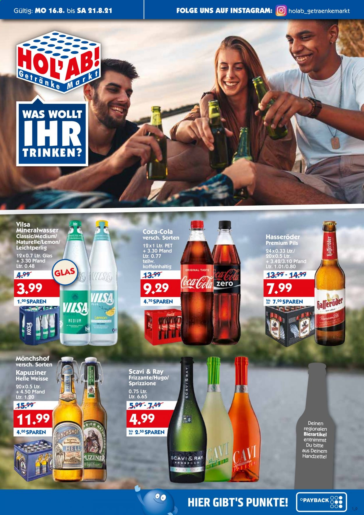 Hol'ab! Getränkemarkt Prospekte  - 16.08.2021 - 21.08.2021. Seite 1