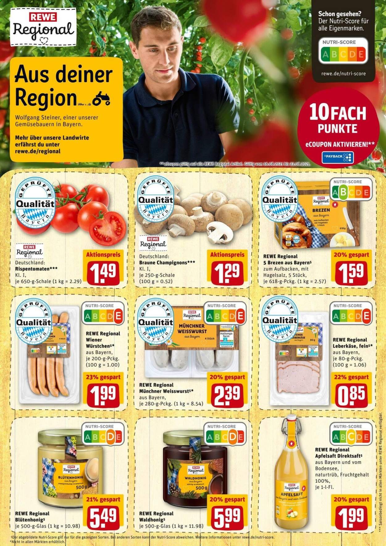 REWE Prospekte  - 16.08.2021 - 21.08.2021. Seite 10