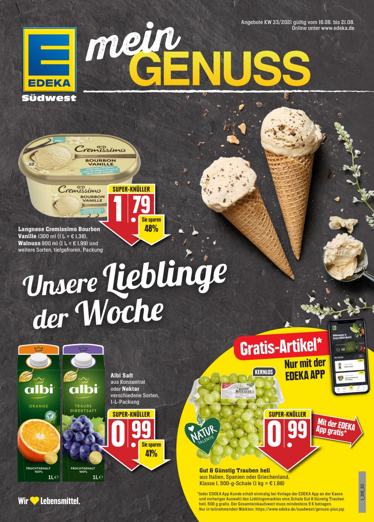 Edeka Prospekte  - 16.08.2021 - 21.08.2021. Seite 1