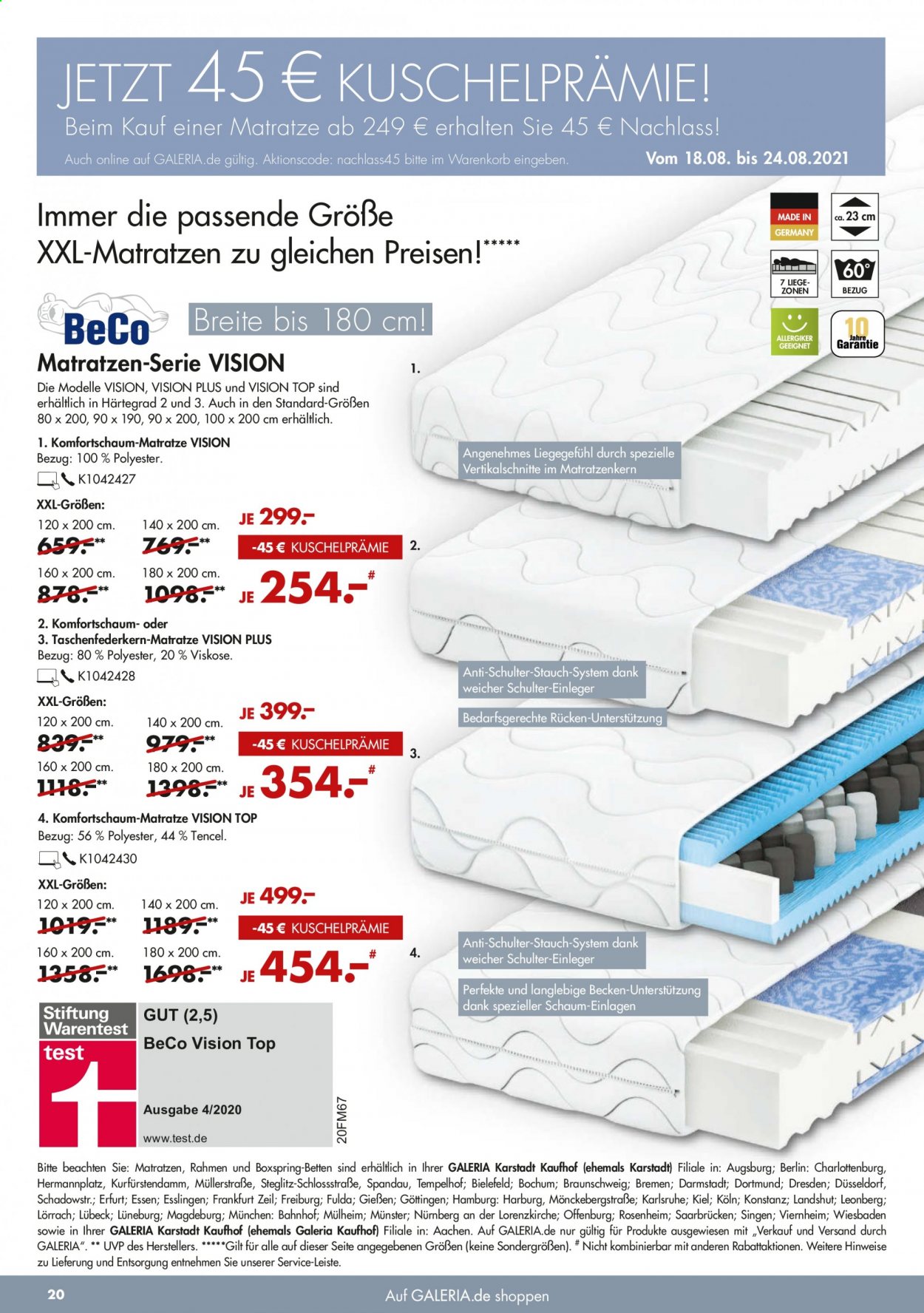 GALERIA Karstadt Kaufhof Prospekte  - 18.08.2021 - 24.08.2021. Seite 20