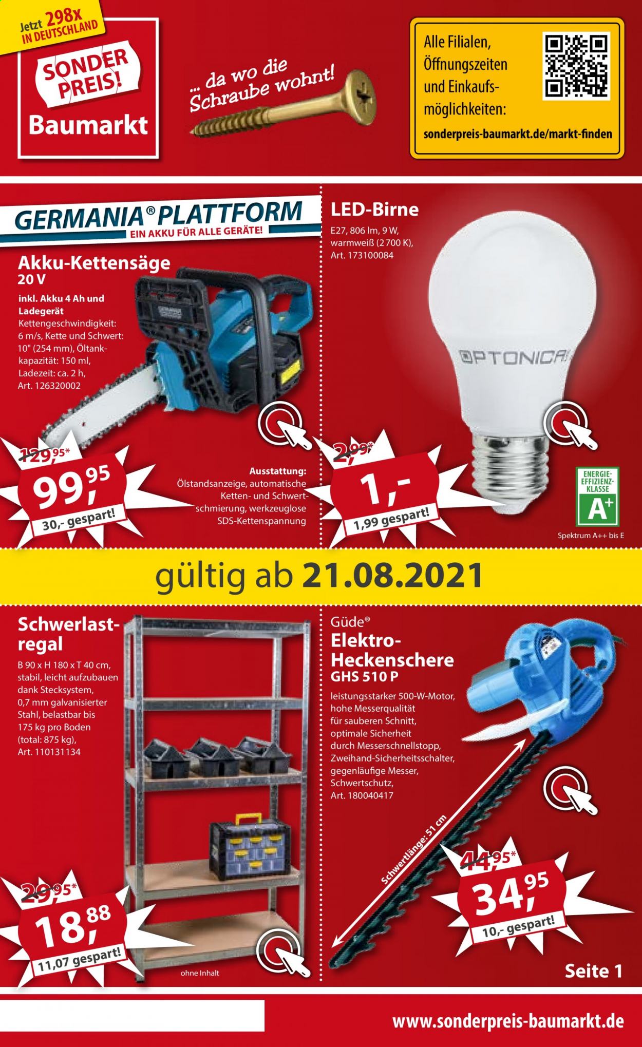 Sonderpreis-Baumarkt Prospekte  - 21.08.2021 - 27.08.2021. Seite 1