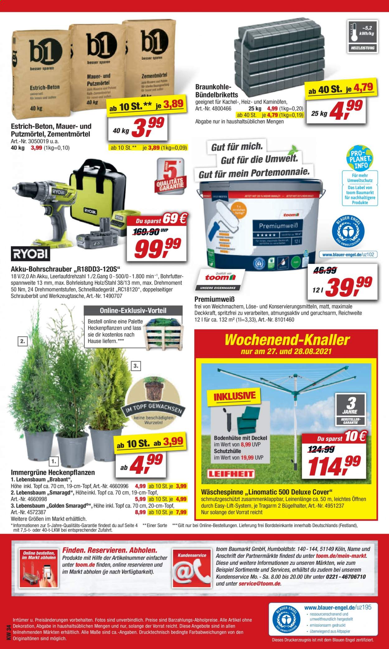 toom Baumarkt Prospekte  - 21.08.2021 - 27.08.2021. Seite 20
