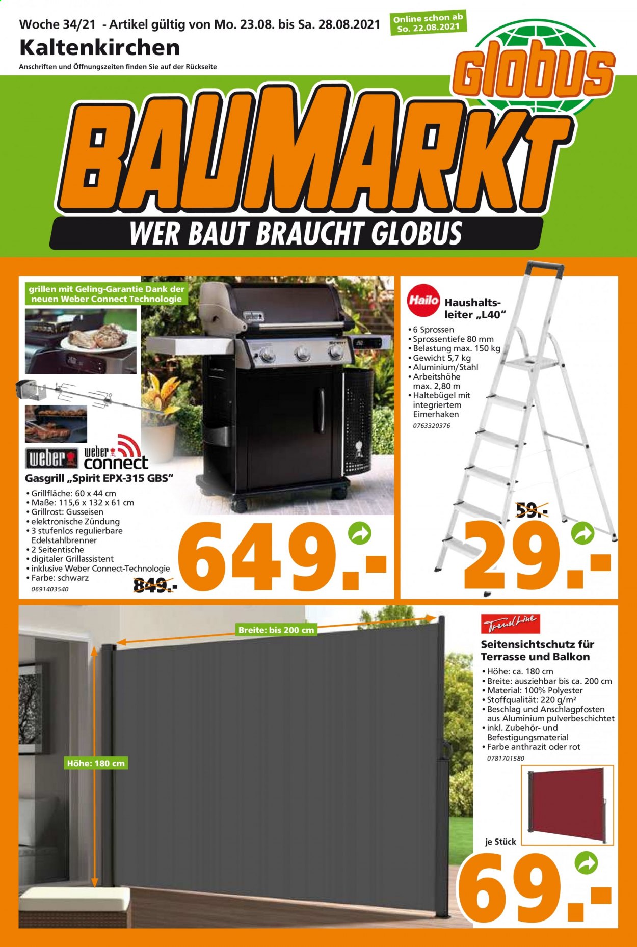 Globus Baumarkt Prospekte  - 23.08.2021 - 28.08.2021. Seite 1