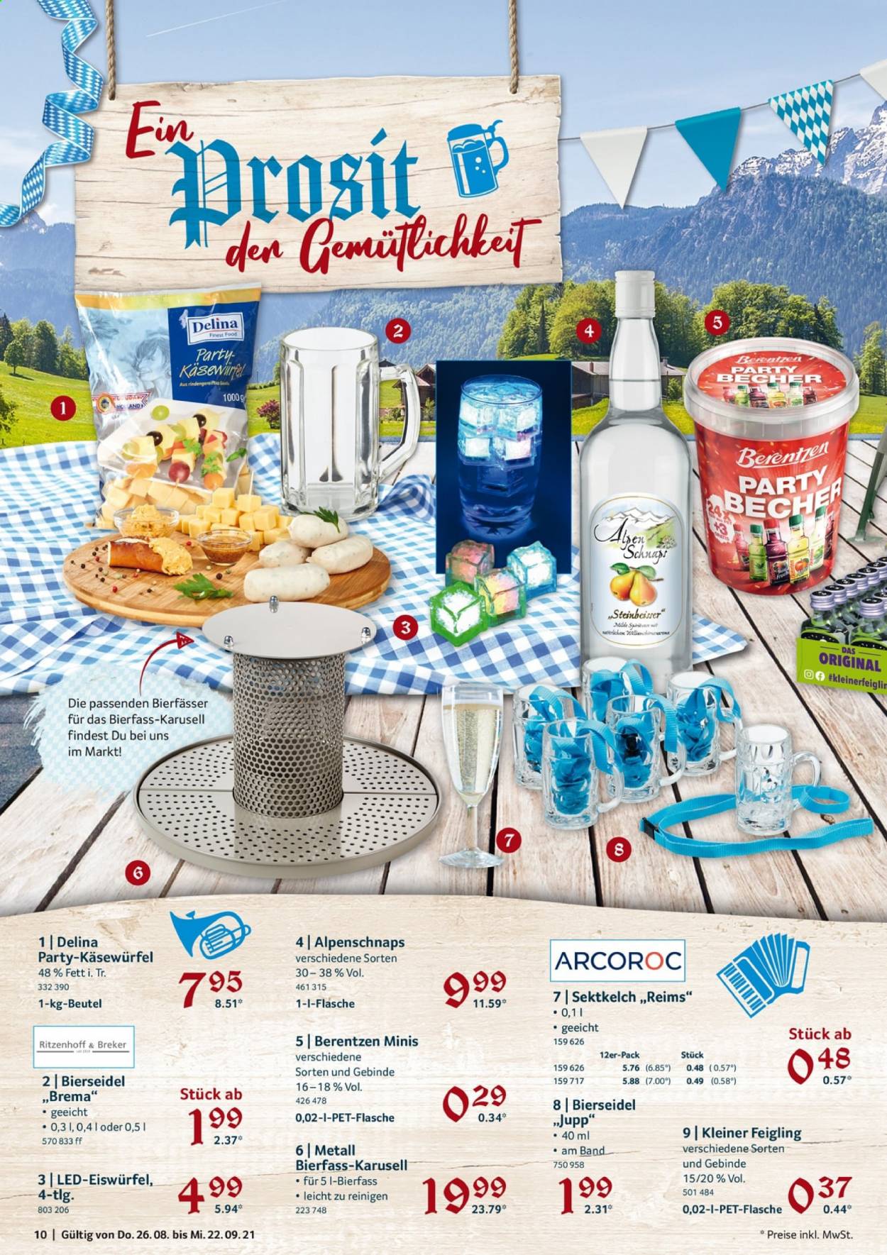 thumbnail - Prospekte Selgros - 26.08.2021 - 22.09.2021 - Produkte in Aktion - Alkohol, Steinbeißer, Eiswürfel, Berentzen, Becher. Seite 10.