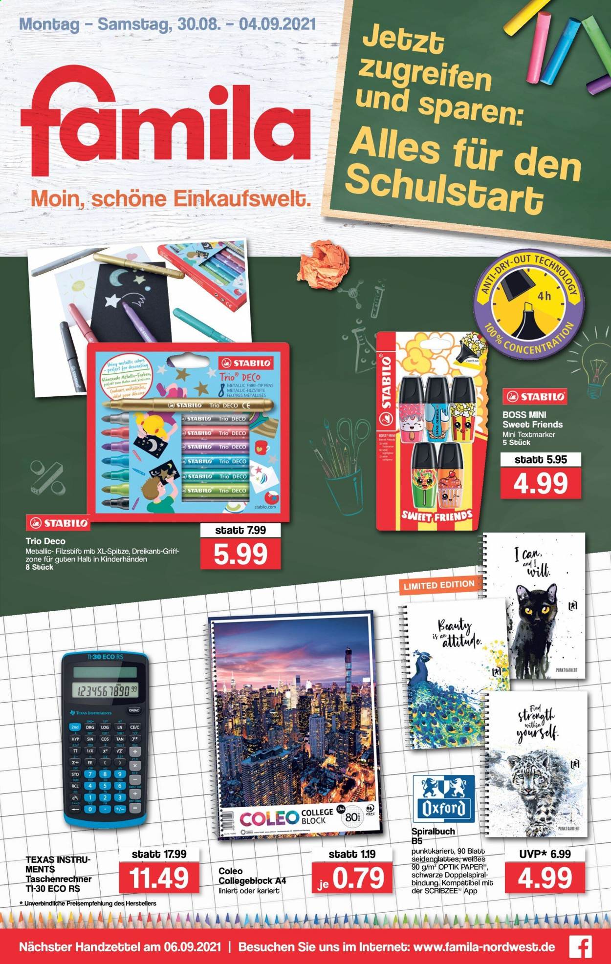 famila Prospekte  - 30.08.2021 - 4.09.2021. Seite 1