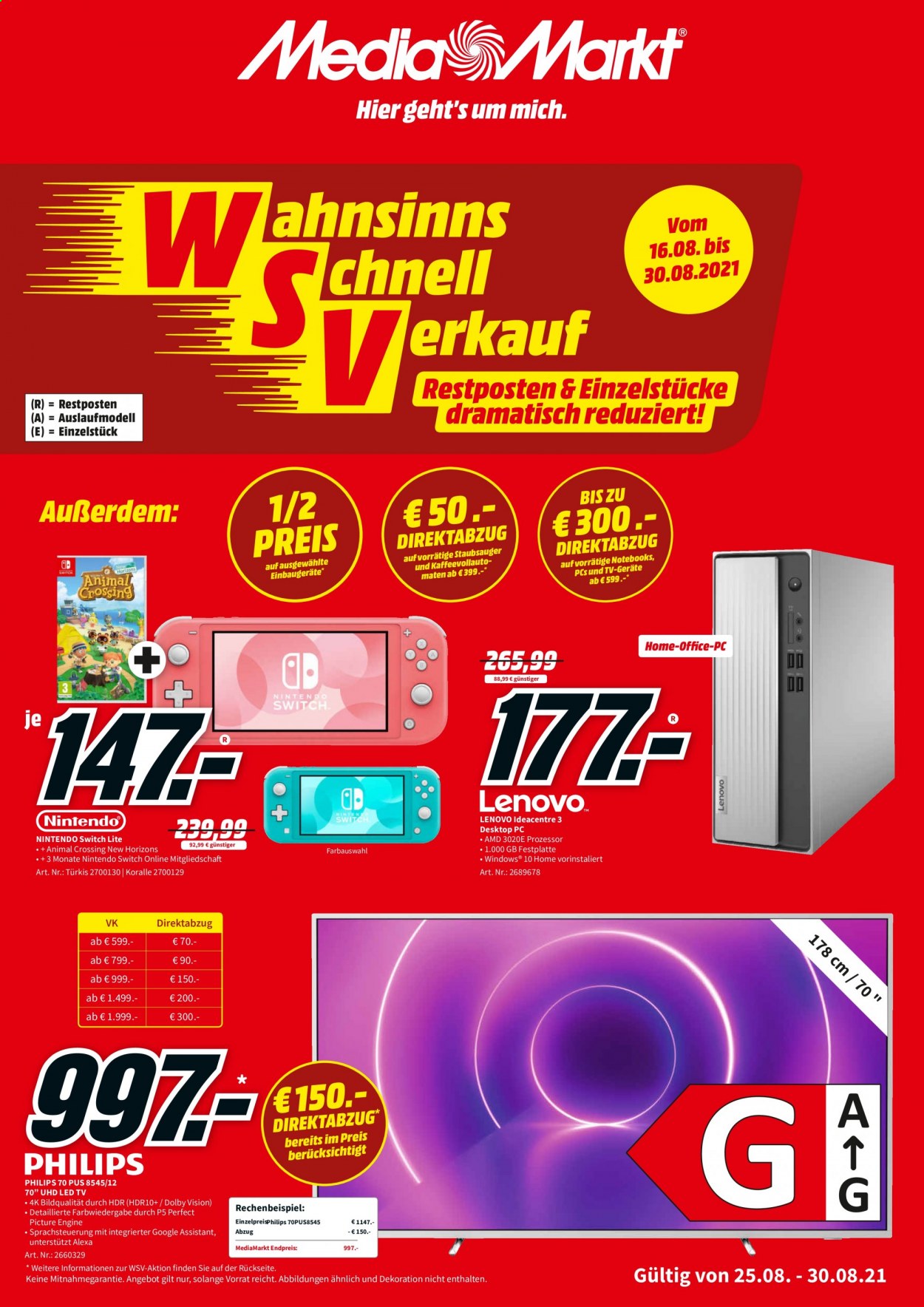 MediaMarkt Prospekte  - 25.08.2021 - 30.08.2021. Seite 1