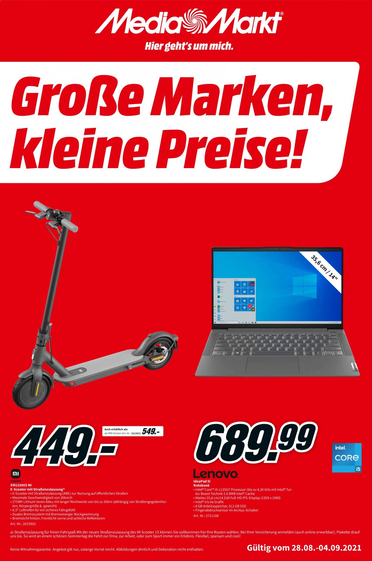MediaMarkt Prospekte  - 28.08.2021 - 4.09.2021. Seite 1