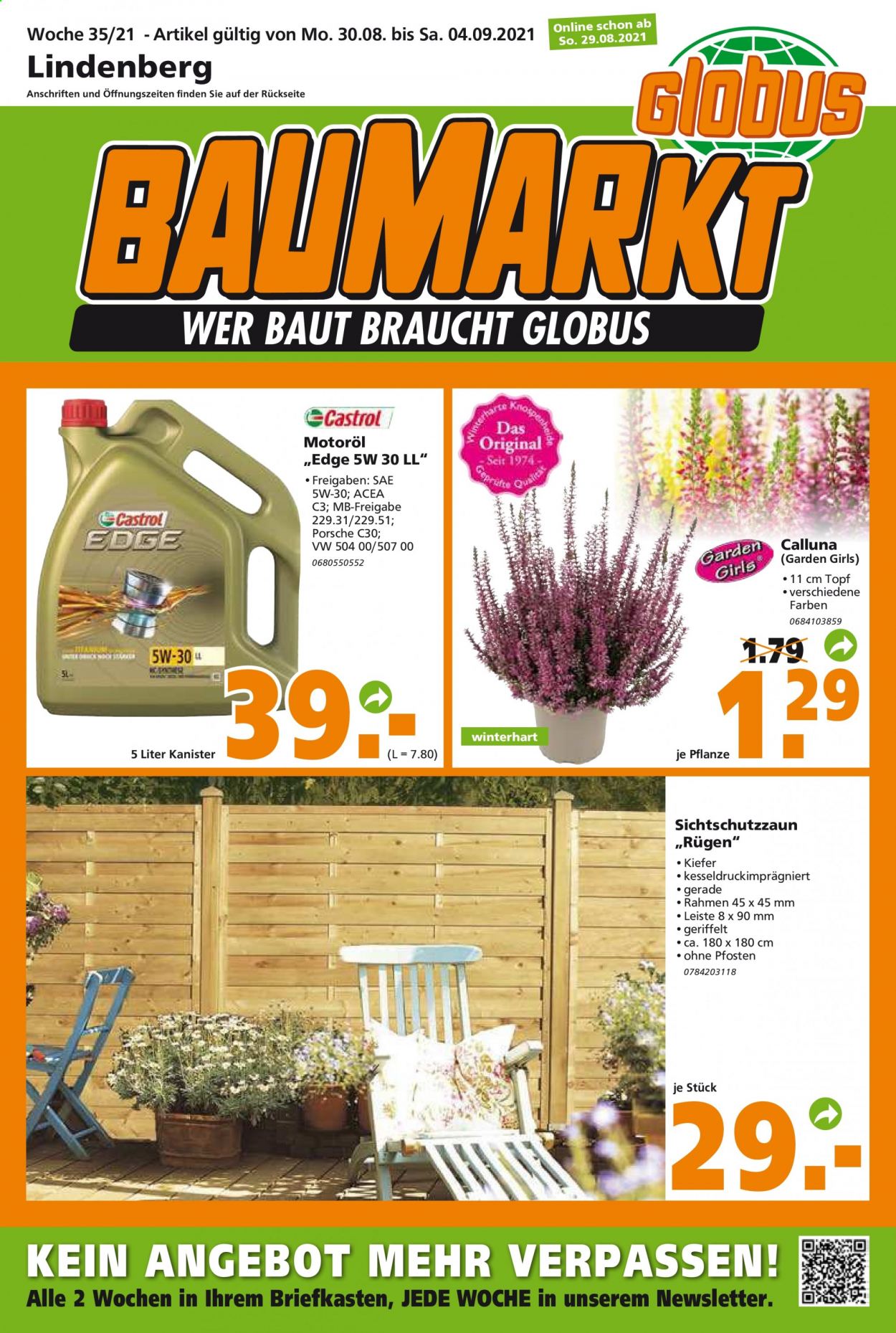 Globus Baumarkt Prospekte  - 30.08.2021 - 4.09.2021. Seite 1