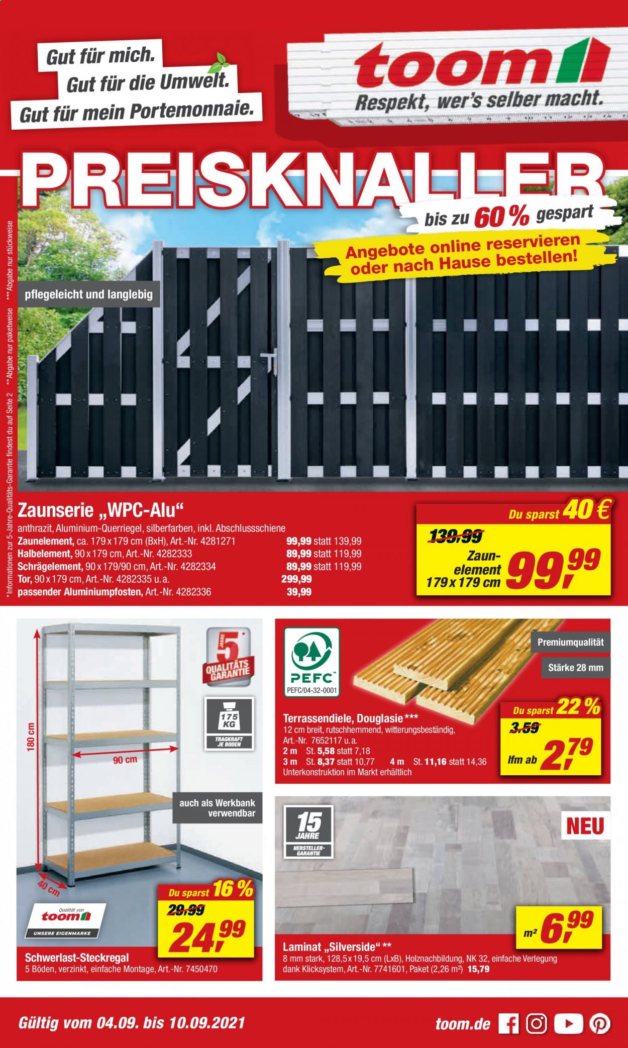 toom Baumarkt Prospekte  - 4.09.2021 - 10.09.2021. Seite 1
