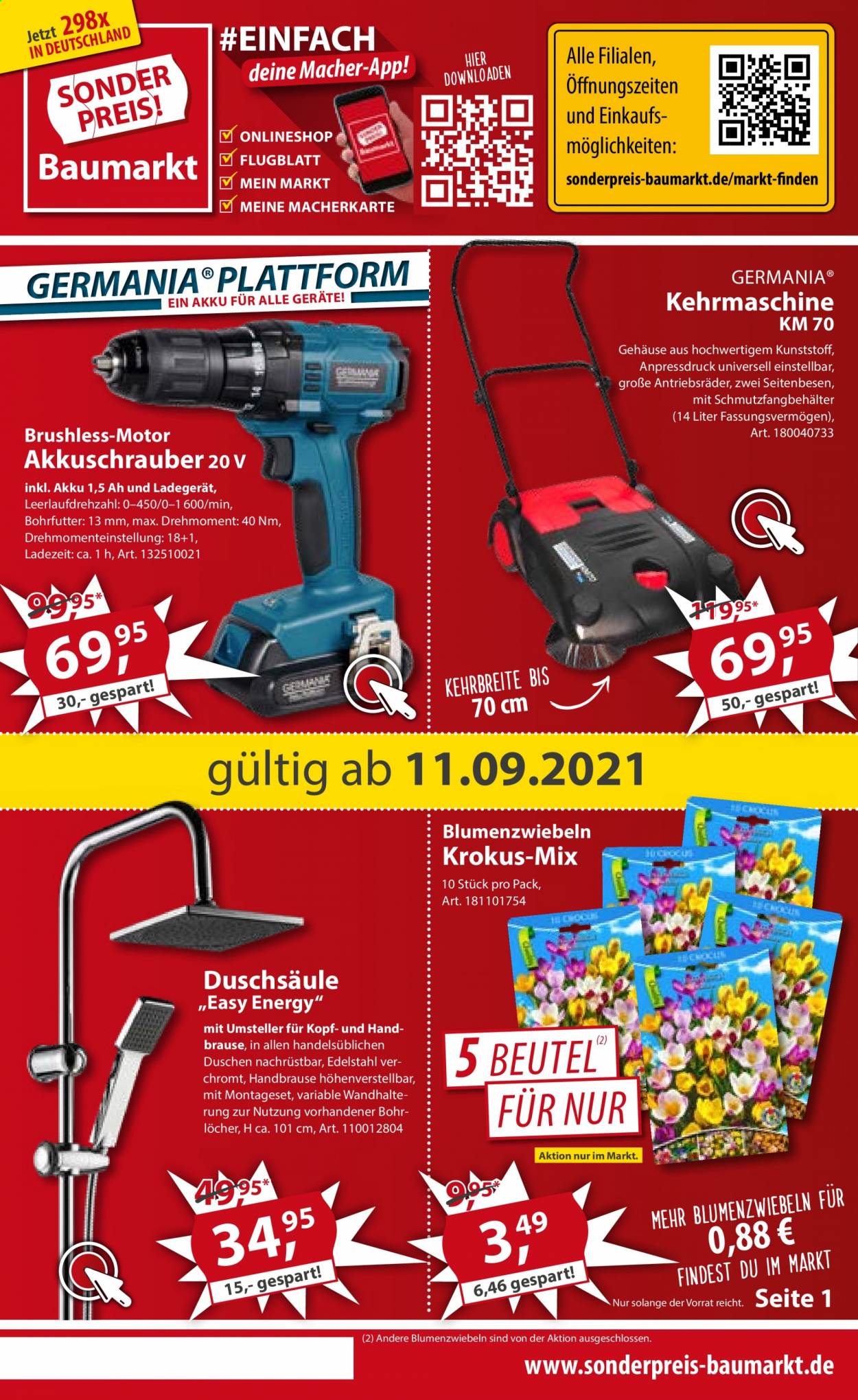 Sonderpreis-Baumarkt Prospekte  - 11.09.2021 - 17.09.2021. Seite 1