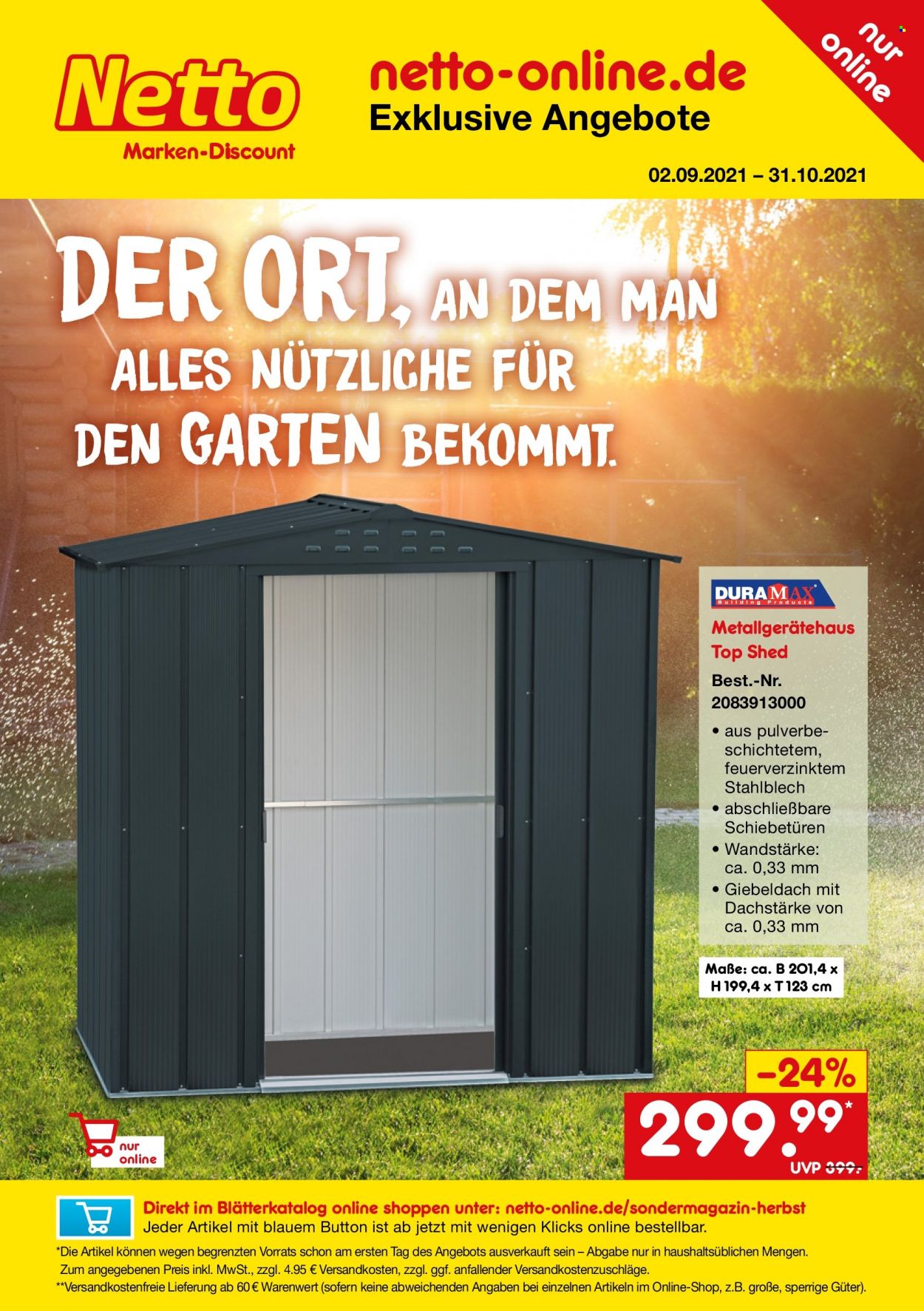 Netto Marken-Discount Prospekte  - 2.09.2021 - 31.10.2021. Seite 1
