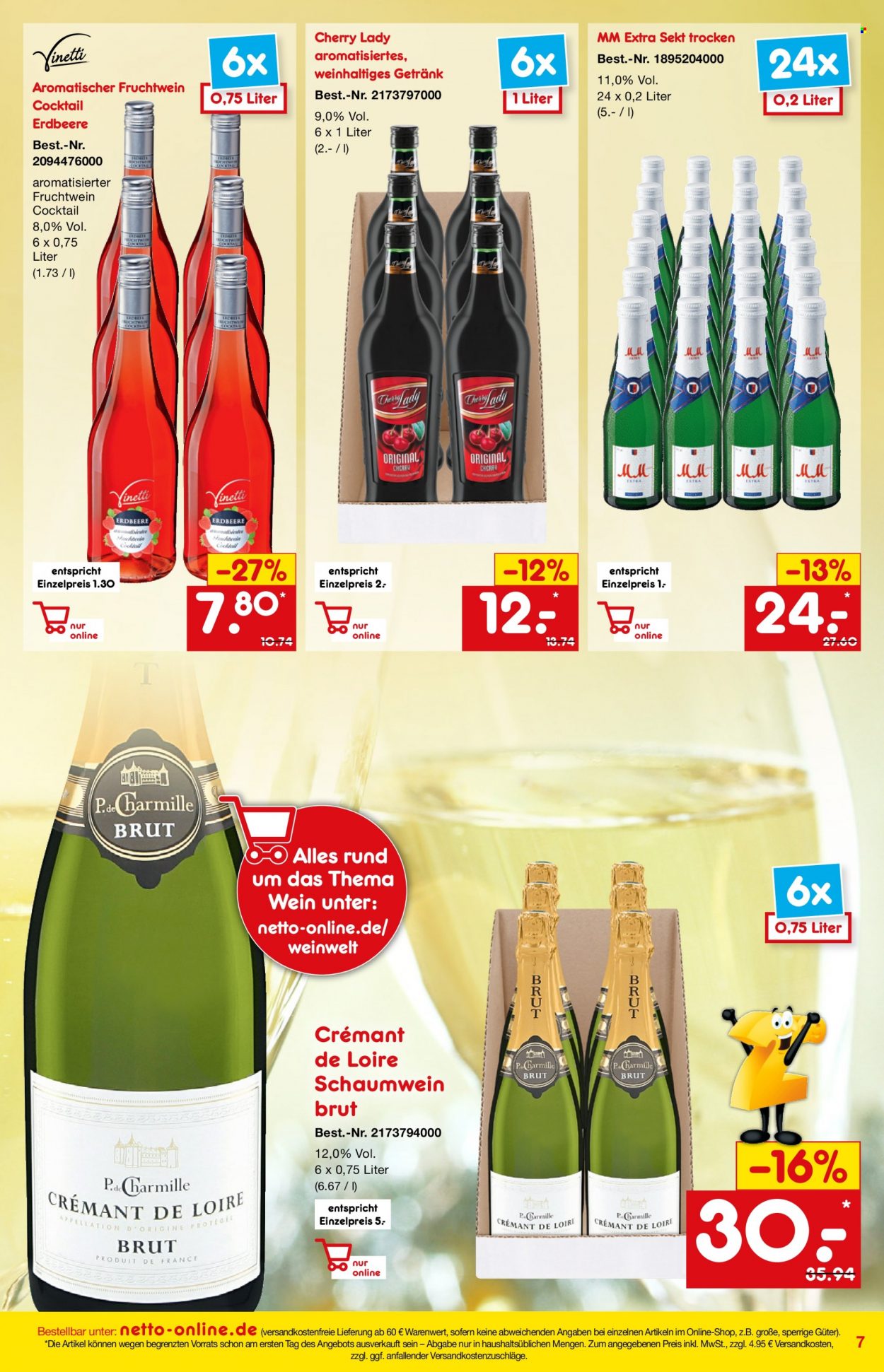 thumbnail - Prospekte Netto Marken-Discount - 26.08.2021 - 30.09.2021 - Produkte in Aktion - Alkohol, Getränk, Wein, Sekt, Crémant de Loire. Seite 7.