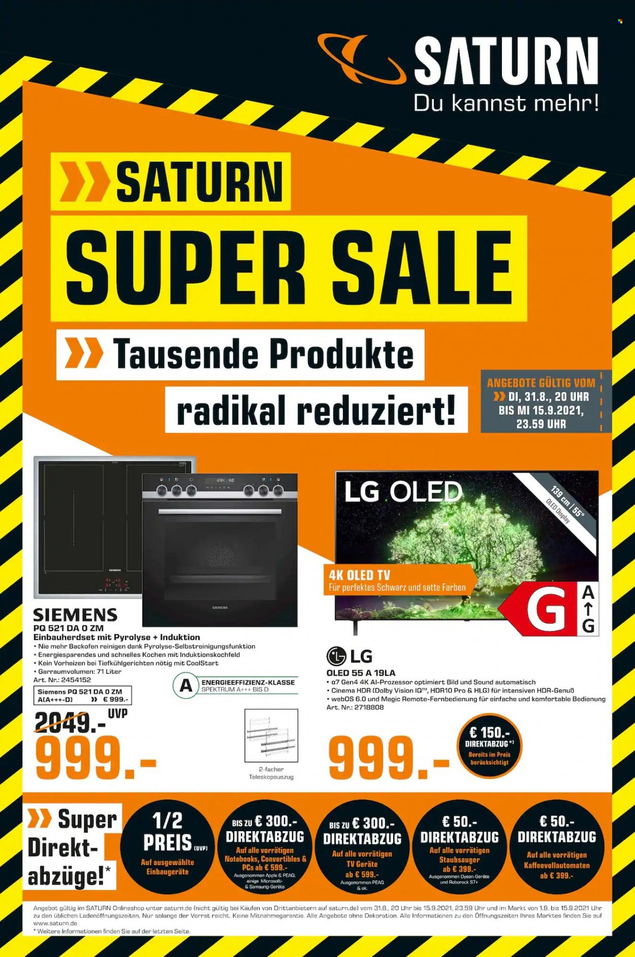 Saturn Prospekte  - 31.08.2021 - 15.09.2021. Seite 1