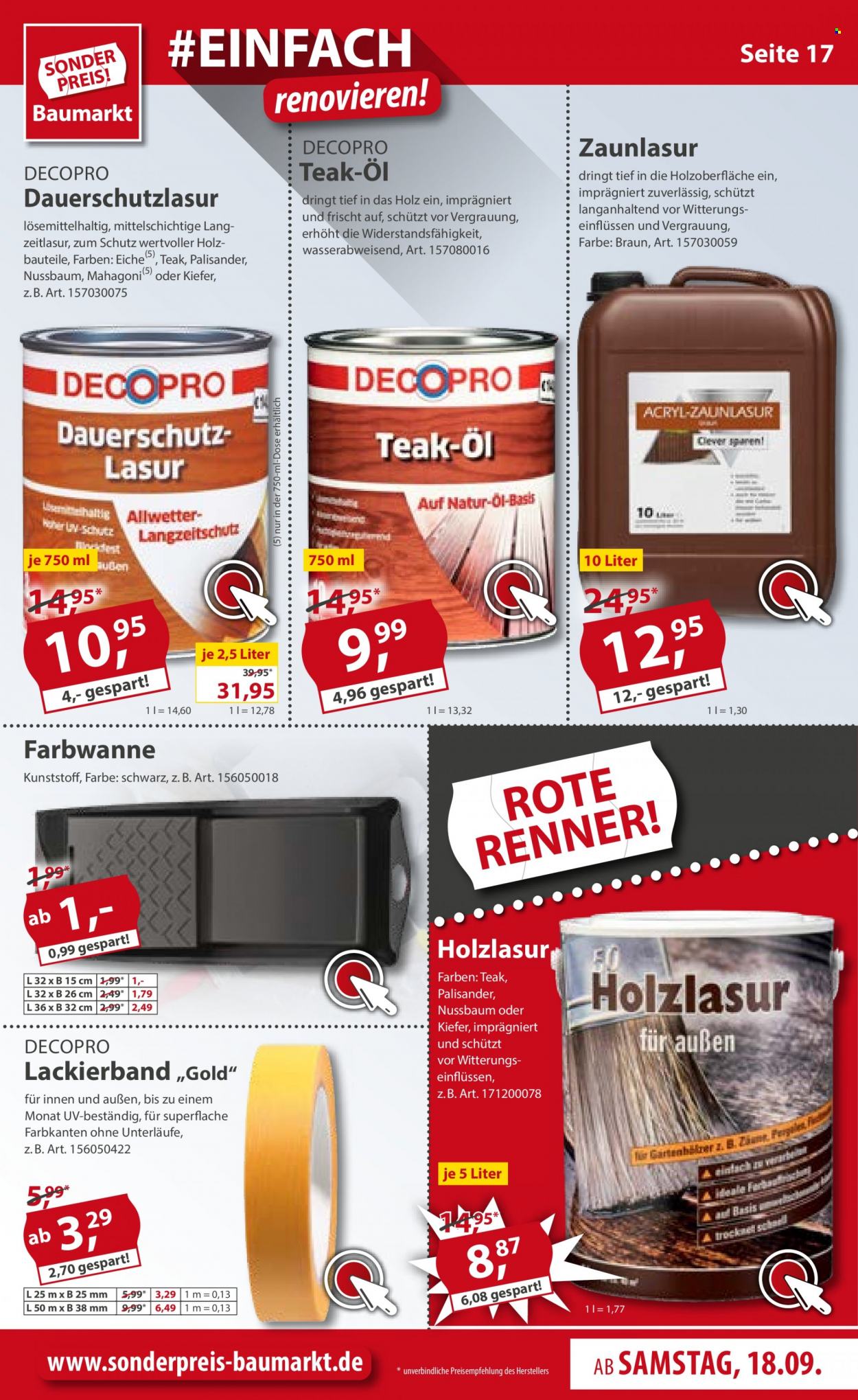Sonderpreis-Baumarkt Prospekte  - 18.09.2021 - 24.09.2021. Seite 17