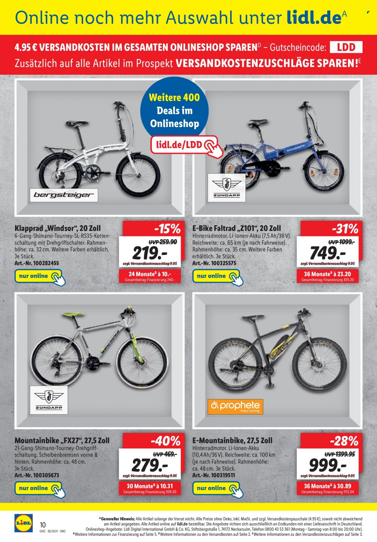 thumbnail - Prospekte Lidl - 20.09.2021 - 25.09.2021 - Produkte in Aktion - E-Bike, Fahrrad, Mountainbike, Klapprad. Seite 60.
