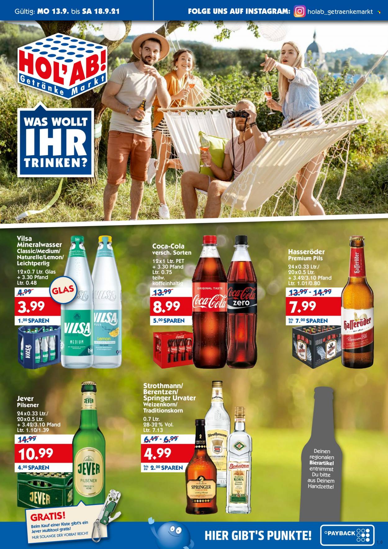 Hol'ab! Getränkemarkt Prospekte  - 13.09.2021 - 18.09.2021. Seite 1