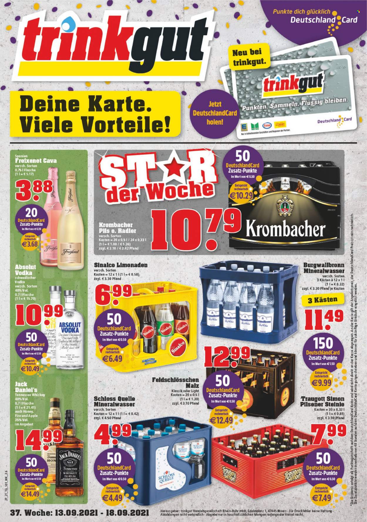 trinkgut Prospekte  - 13.09.2021 - 18.09.2021. Seite 1