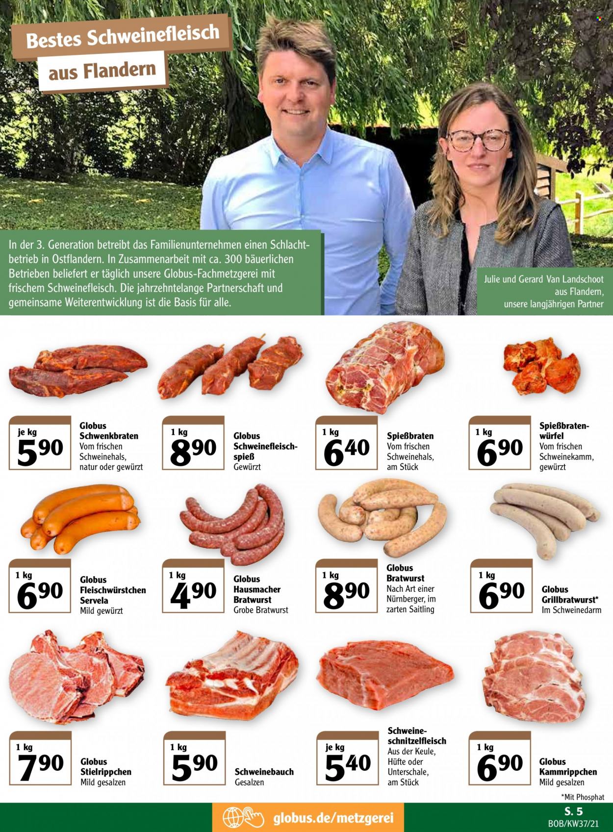 thumbnail - Prospekte Globus - 13.09.2021 - 18.09.2021 - Produkte in Aktion - Fleischspieße, Schweinehackfleisch, Schweinebauch, Schweinefleisch, Schweinenacken, Bratwurst, Hausmacher, Grillwurst, Grillbratwurst. Seite 9.