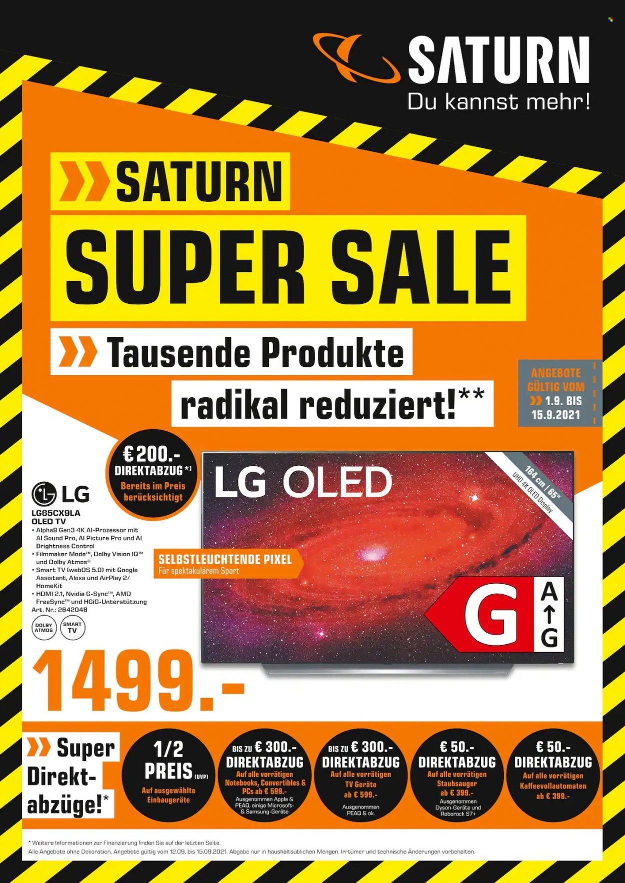 Saturn Prospekte  - 1.09.2021 - 15.09.2021. Seite 1