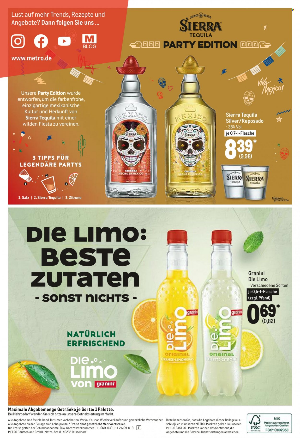 thumbnail - Prospekte Metro - 23.09.2021 - 6.10.2021 - Produkte in Aktion - Alkohol, Granini, Tequila. Seite 8.