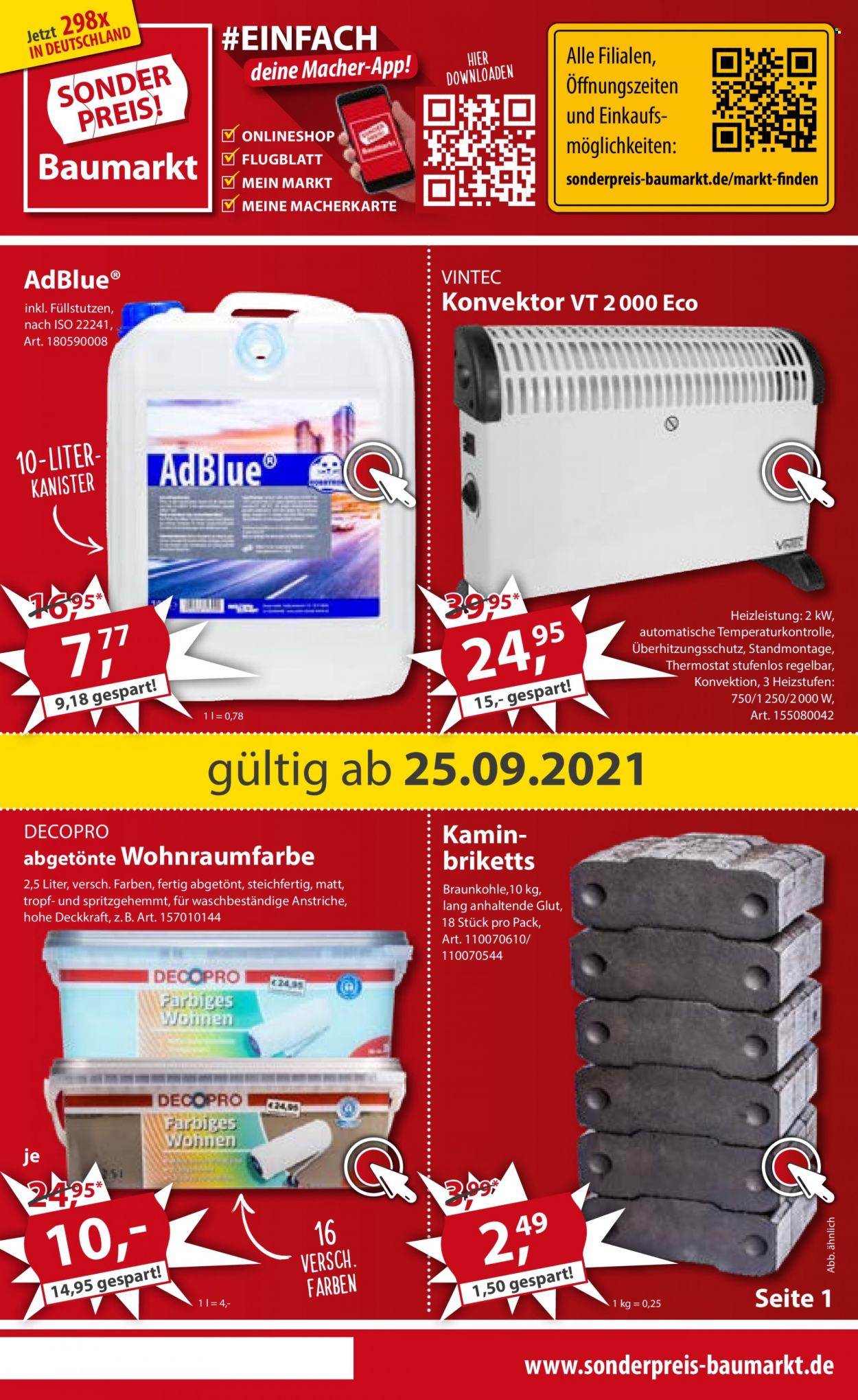 Sonderpreis-Baumarkt Prospekte  - 25.09.2021 - 1.10.2021. Seite 1