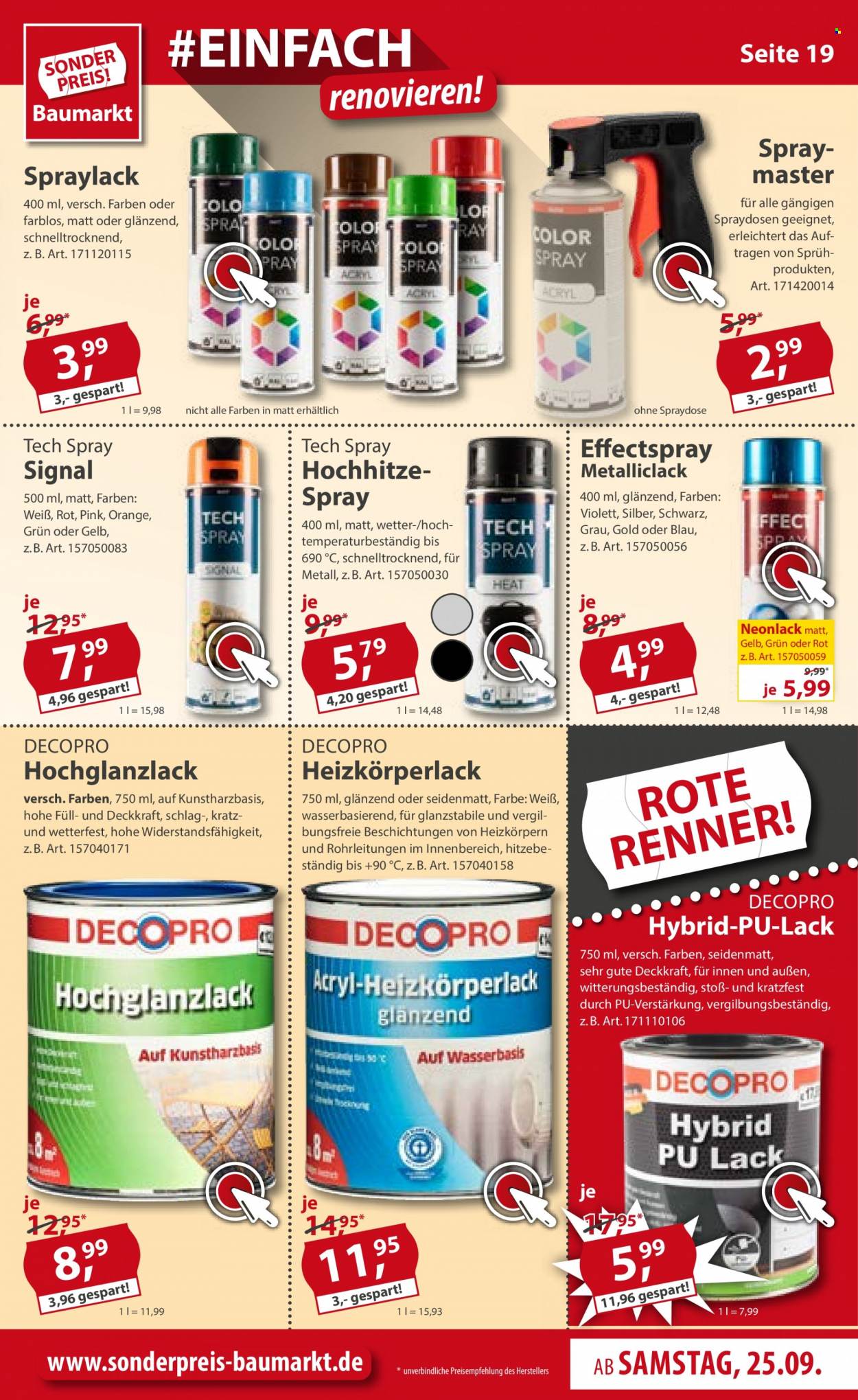 Sonderpreis-Baumarkt Prospekte  - 25.09.2021 - 1.10.2021. Seite 19