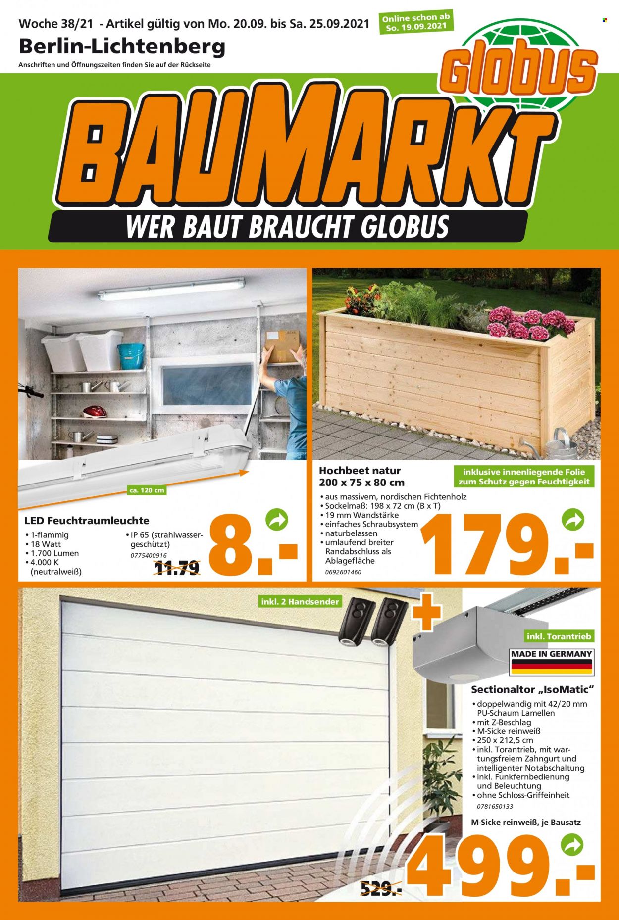 Globus Baumarkt Prospekte  - 20.09.2021 - 25.09.2021. Seite 1