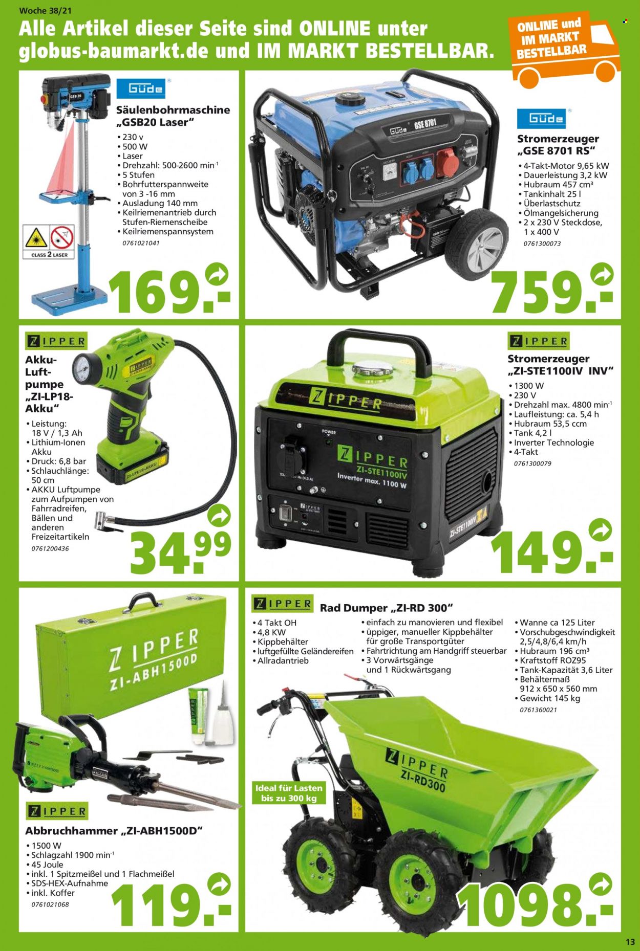 Globus Baumarkt Prospekte  - 20.09.2021 - 25.09.2021. Seite 13