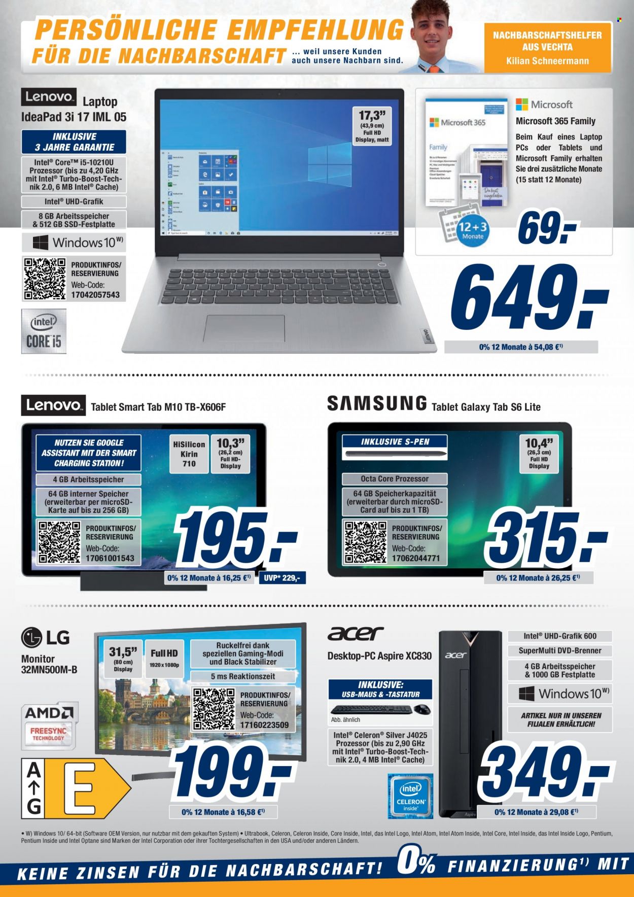 thumbnail - Prospekte Expert - 18.09.2021 - 24.09.2021 - Produkte in Aktion - LG, Samsung, Lenovo, Acer, Desktop PC, Laptop, Tablet, Pentium, Festplatte, Tastatur, Maus, Monitor, DVD. Seite 6.