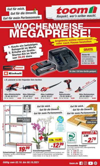 Prospekte toom Baumarkt - 2.10.2021 - 8.10.2021.