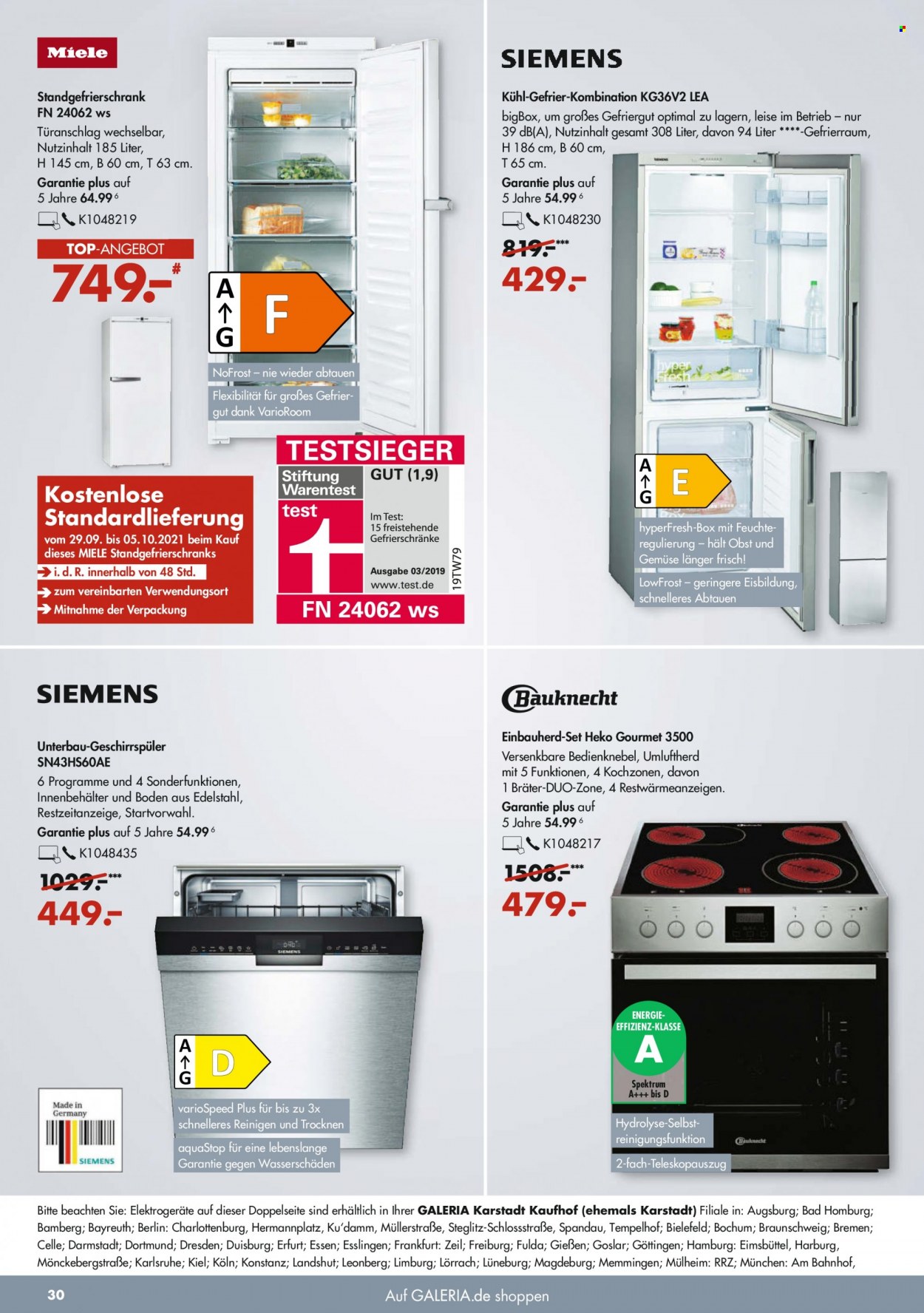 GALERIA Karstadt Kaufhof Prospekte  - 29.09.2021 - 5.10.2021. Seite 30