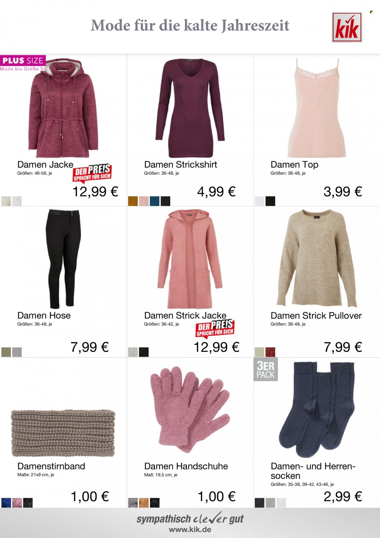thumbnail - Prospekte Kik - Produkte in Aktion - Jacke, Hose, Pullover, Socken, Handschuhe. Seite 3.