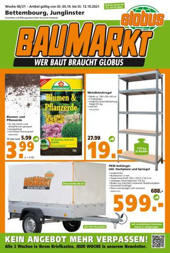 Prospekte Globus Baumarkt - 5.10.2021 - 12.10.2021.