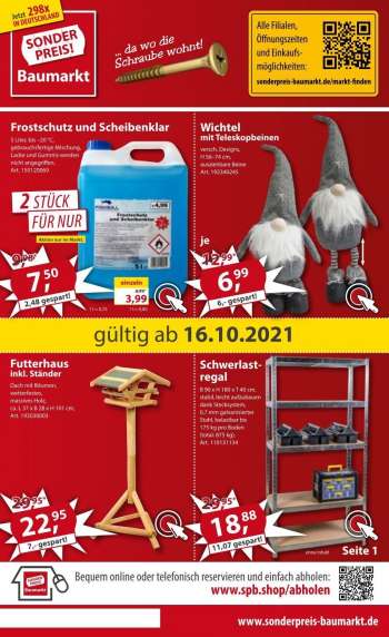 Prospekte Sonderpreis-Baumarkt - 16.10.2021 - 22.10.2021.