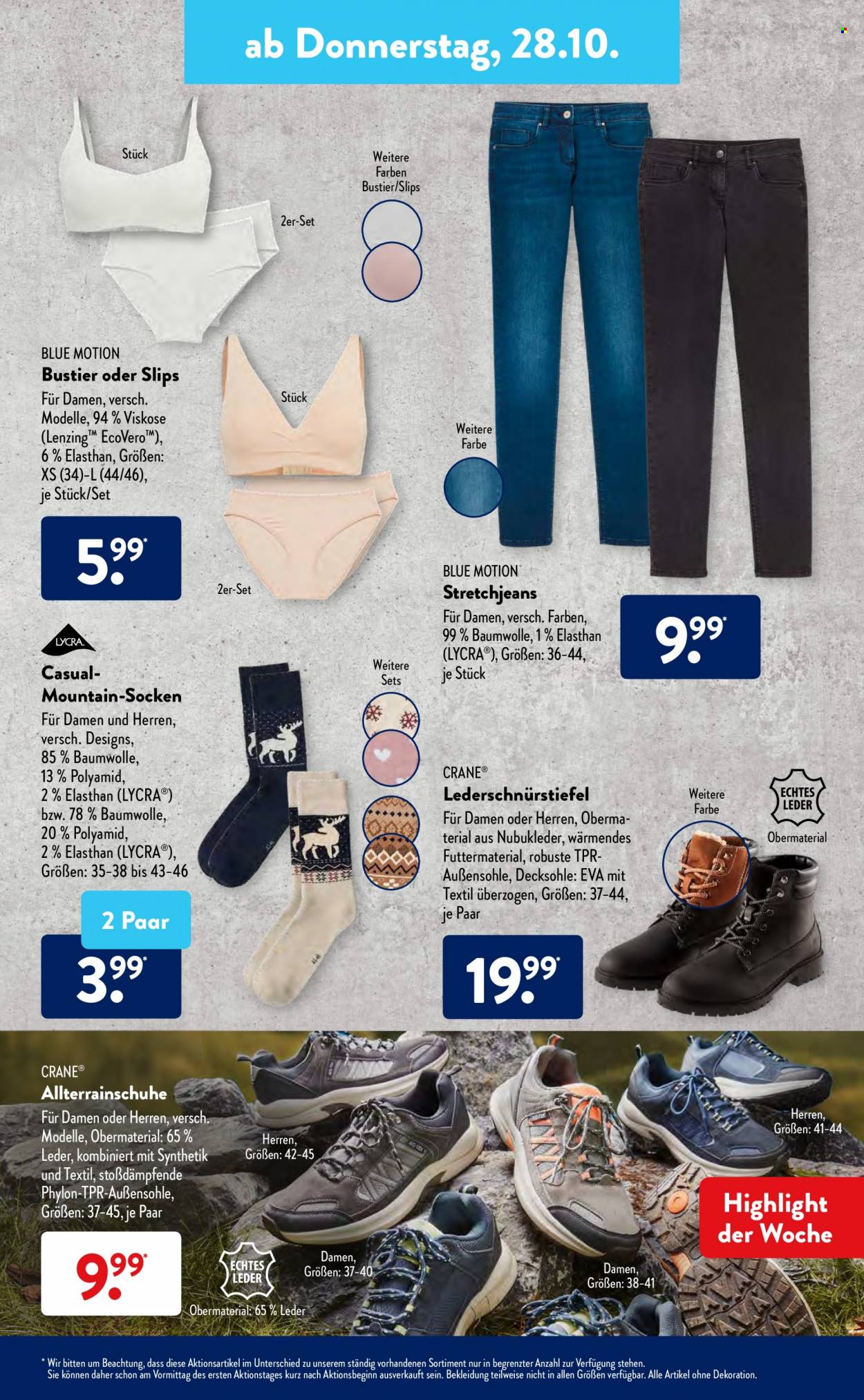 thumbnail - Prospekte ALDI SÜD - 25.10.2021 - 30.10.2021 - Produkte in Aktion - Jeans, Stretchjeans, Slip, Socken. Seite 21.