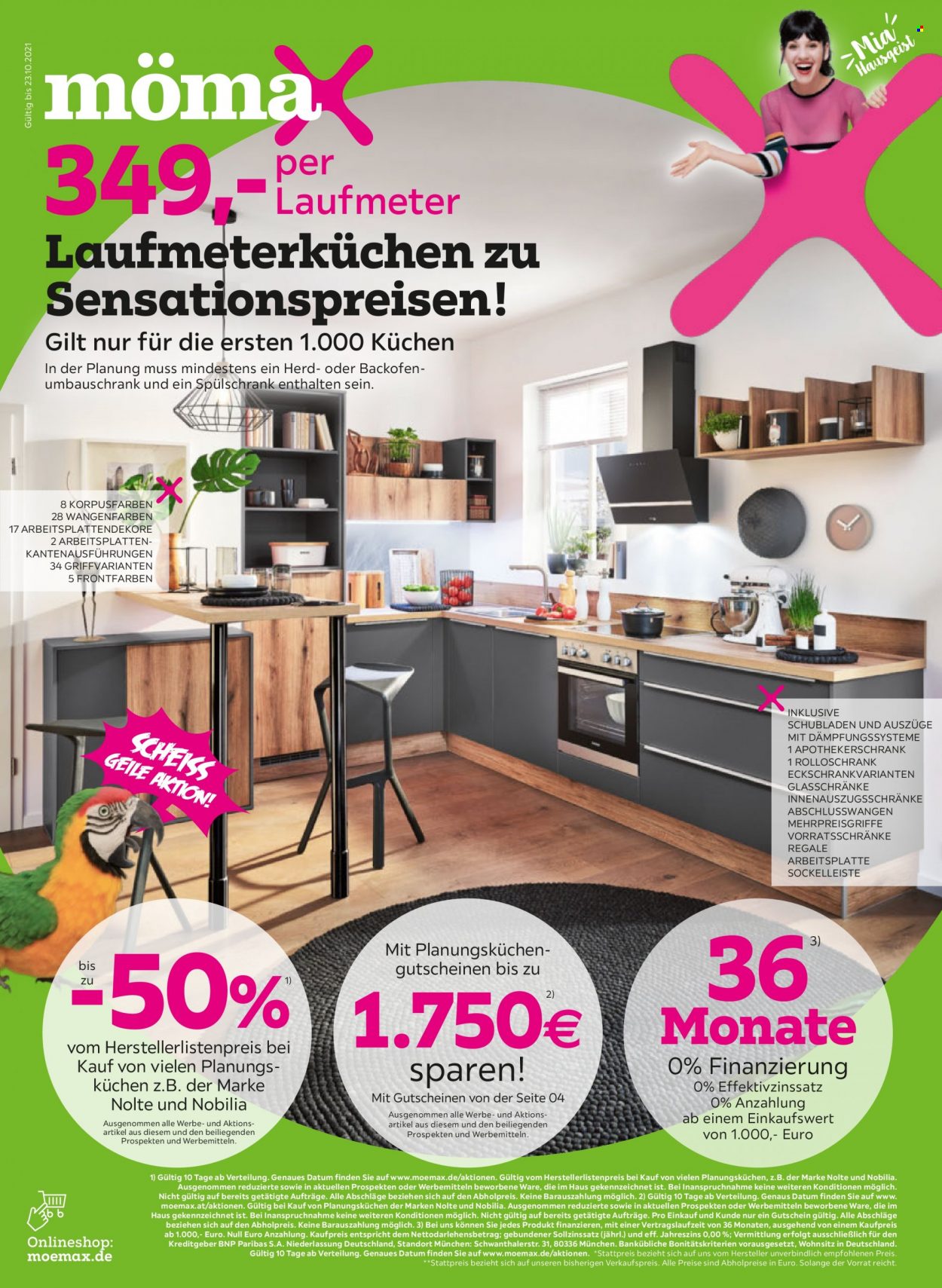 thumbnail - Prospekte mömax - 11.10.2021 - 23.10.2021 - Produkte in Aktion - Arbeitsplatte, Küchen. Seite 13.
