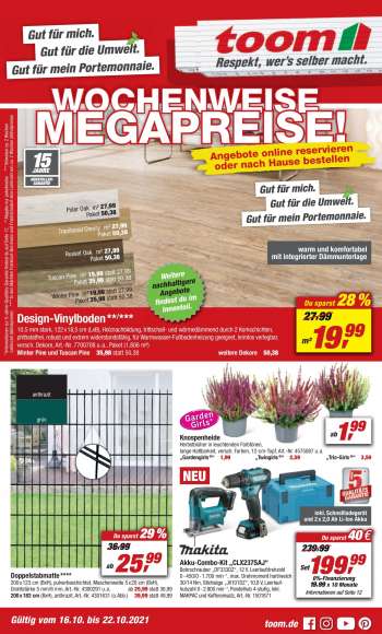 Prospekte toom Baumarkt - 16.10.2021 - 22.10.2021.