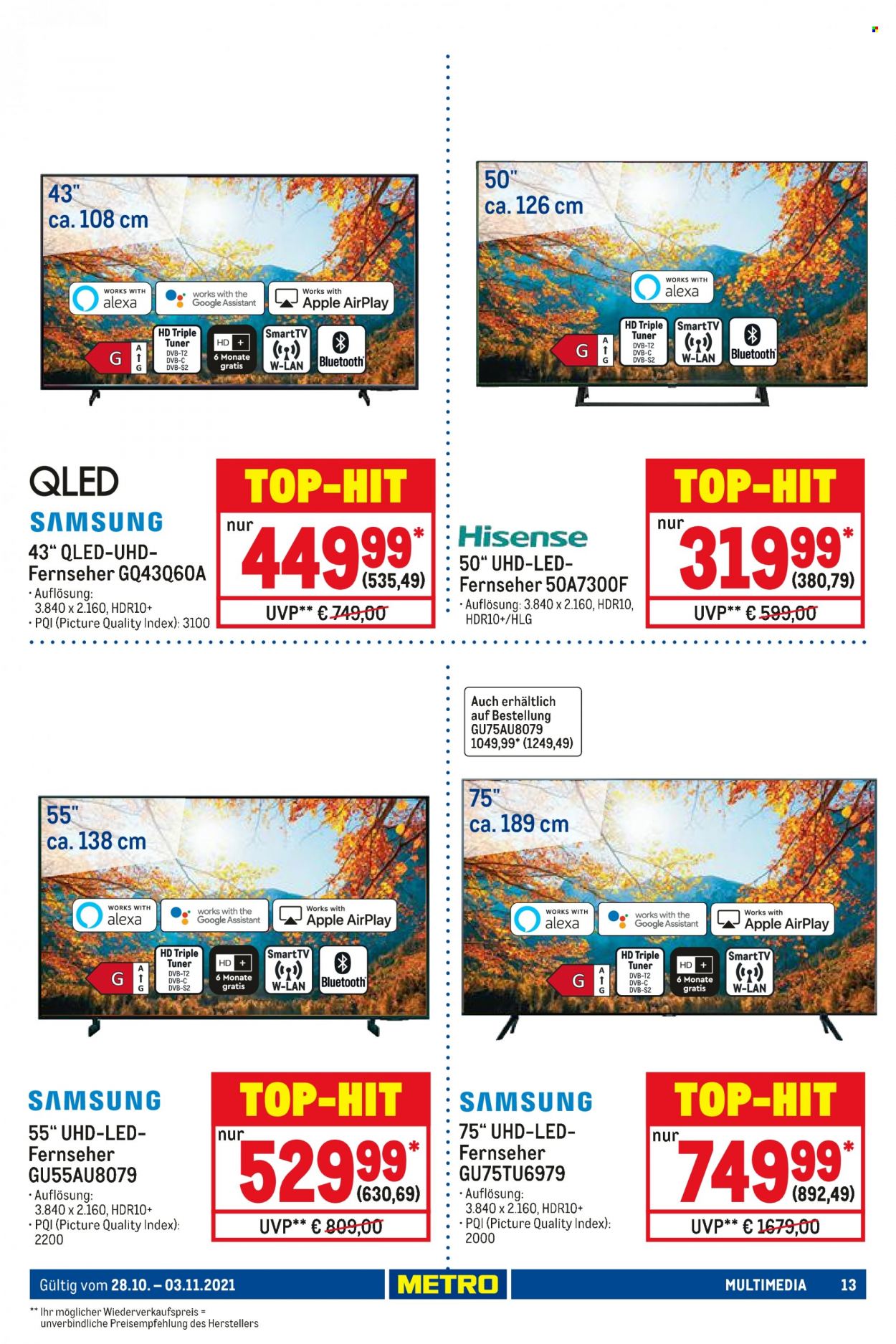 thumbnail - Prospekte Metro - 28.10.2021 - 3.11.2021 - Produkte in Aktion - Samsung, Hisense, Apple. Seite 13.