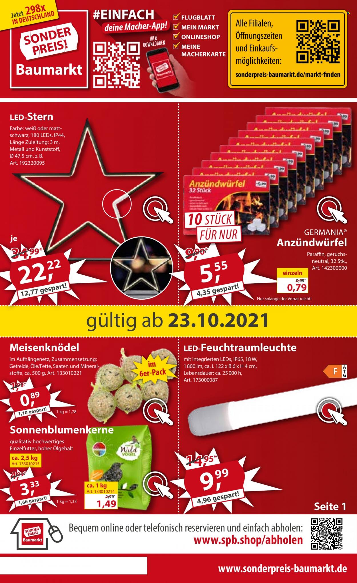 Sonderpreis-Baumarkt Prospekte  - 23.10.2021 - 29.10.2021. Seite 1