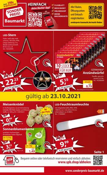 Prospekte Sonderpreis-Baumarkt - 23.10.2021 - 29.10.2021.