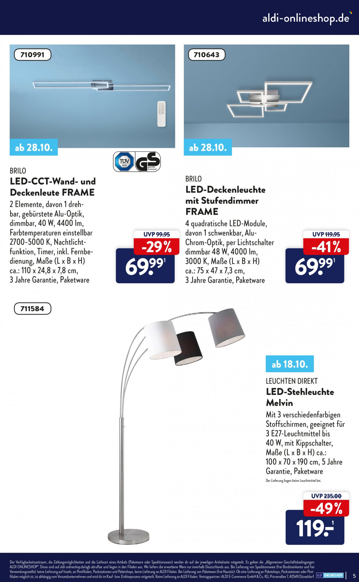 thumbnail - Prospekte ALDI Nord - Produkte in Aktion - Deckenleuchte, LED-Deckenleuchte. Seite 5.